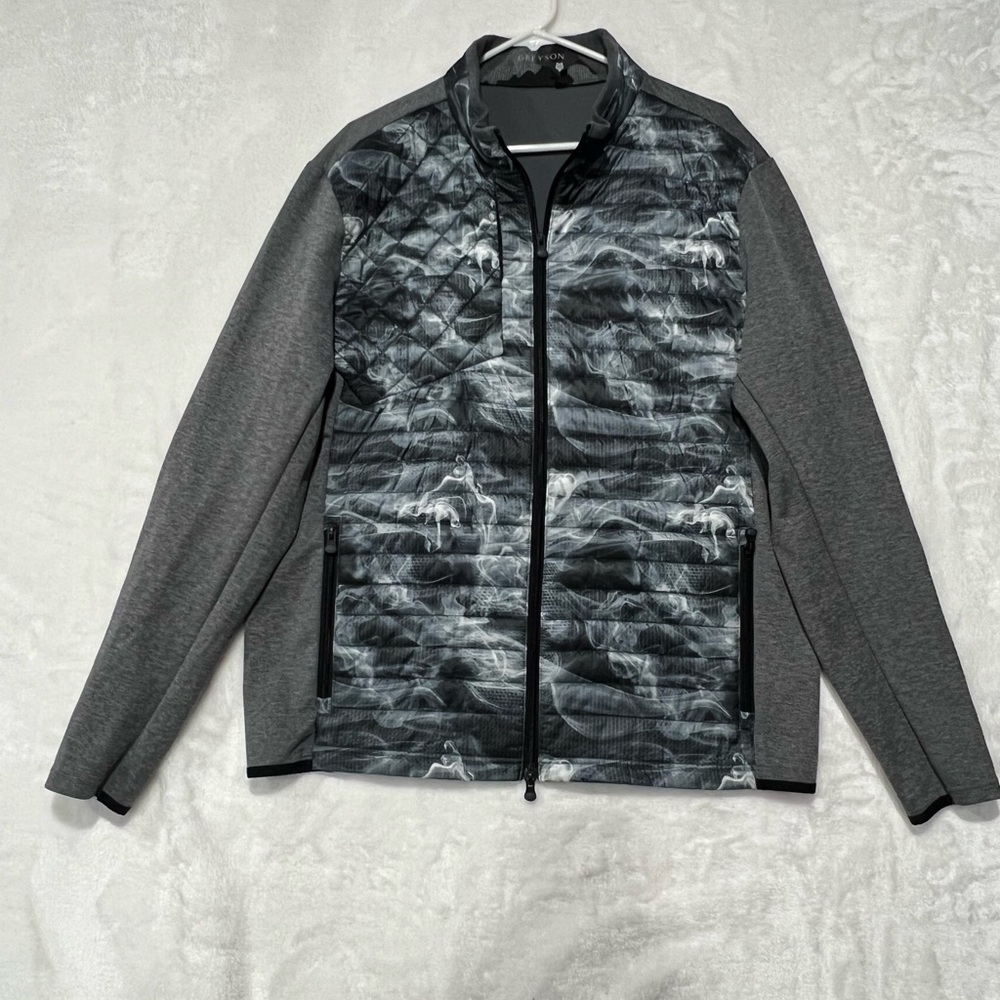 Greyson Jacket Mens XL GreyYukon Tundra Hybrid Full Zip Golf Quilted Stretch